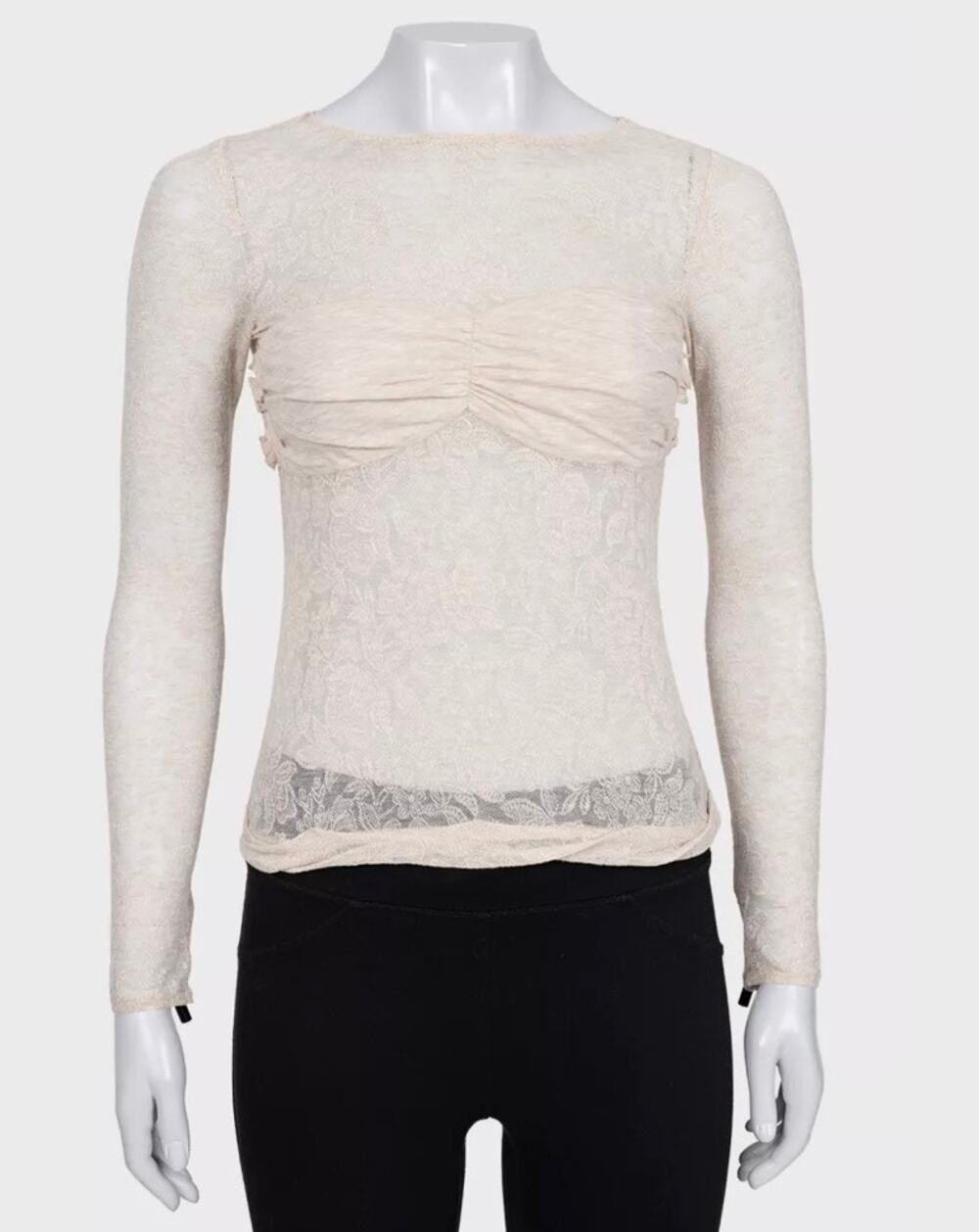 Louis Vuitton Beige Lace Body-Con Top Sz.36